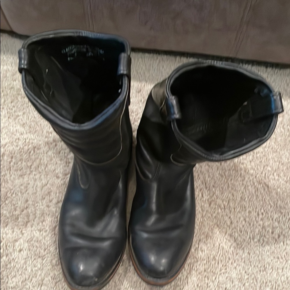 Harley-Davidson Black Leather Pull-On Men's Boots with Orange Trim - Picture 14 of 16